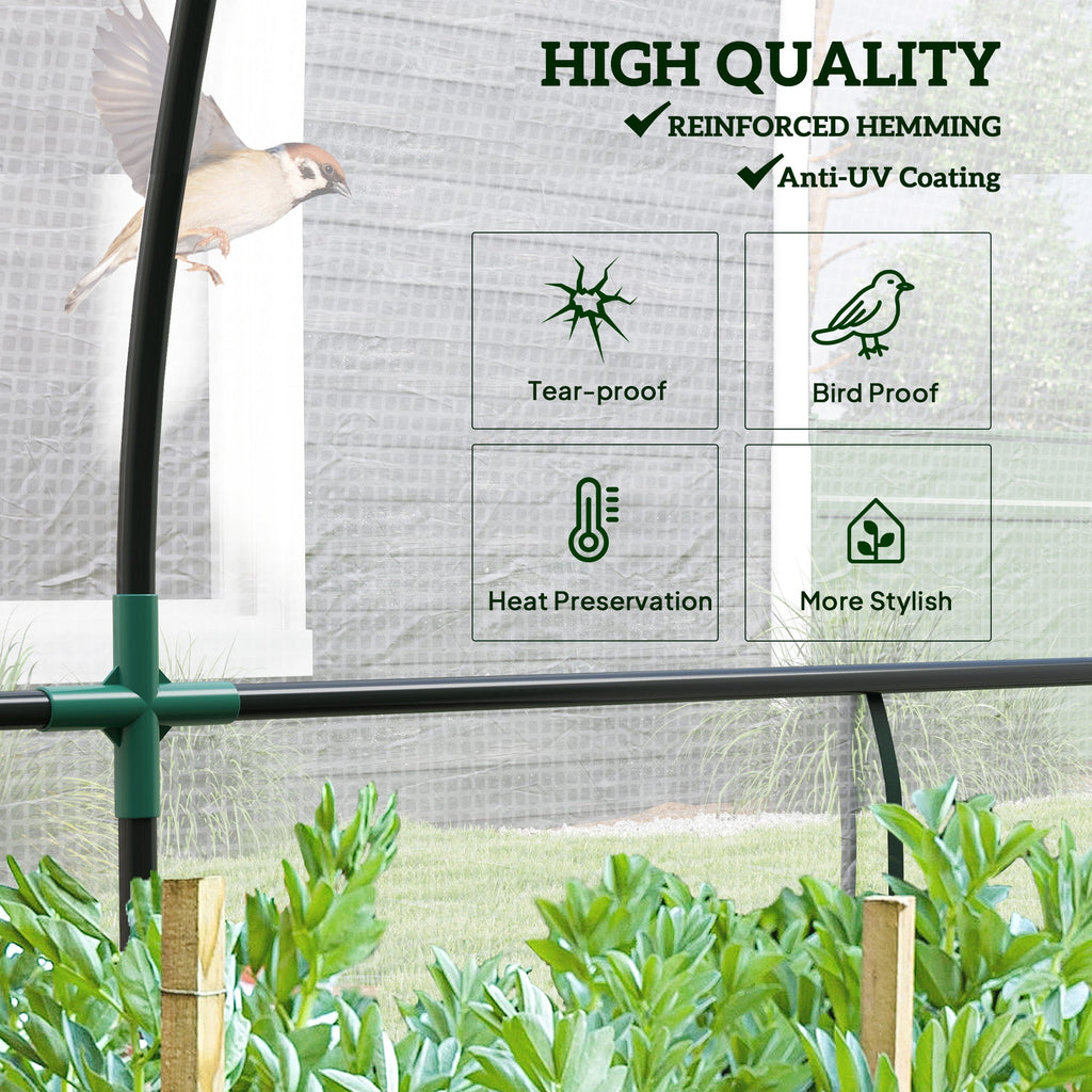 Walk-in Lean-to Wall Greenhouse 10'x3'x5', UV-Resistant PE Cover, Built-In Weed Barrier, 2 Roll-Up Zipper Doors & Window, Wall-Mounted, for Garden Backyard Patio, White