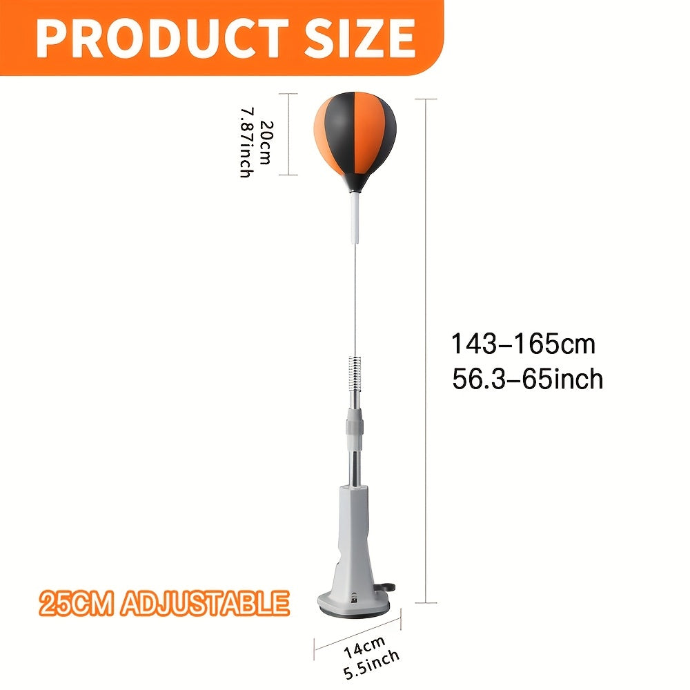 Boxing Reflex Ball on Stand – Freestanding Adjustable-Height Speed Bag for Reaction Training (Adults, Teens, Seniors) – Indoor Fitness Punching Ball with 3 Floor Anchors