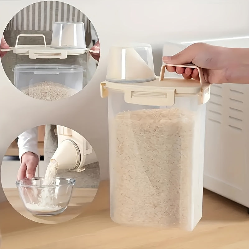 Airtight Food Storage Container with Lid - Portable Leak-Proof Kitchen & Pantry Organizer for Grains, Nuts, Flour & Rice - White