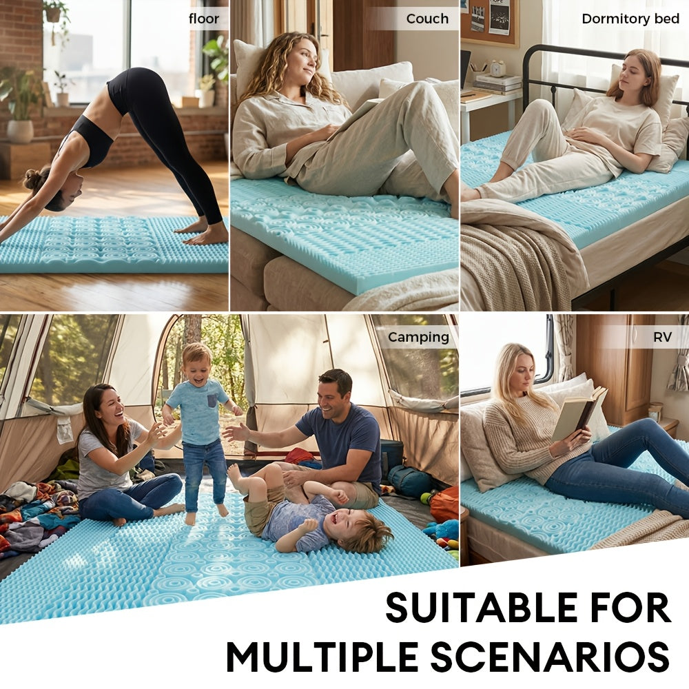Memory Foam Mattress Topper 5-Zone Gel, Breathable Ventilated Stain Resistant, 1.5"/2"/3"/3.8" Thickness, Fits All Mattress Sizes, Pressure Relief Cooling Bed Topper for Better Sleep, Blue
