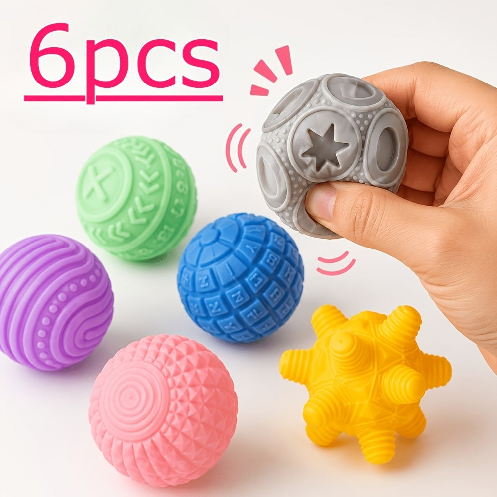 6-Piece Baby Sensory Touch Ball Toy Set, Colorful Textured Hand-Grip Balls for Infant Sensory Development & Motor Skills, Stimulate Intelligence, Random Colors