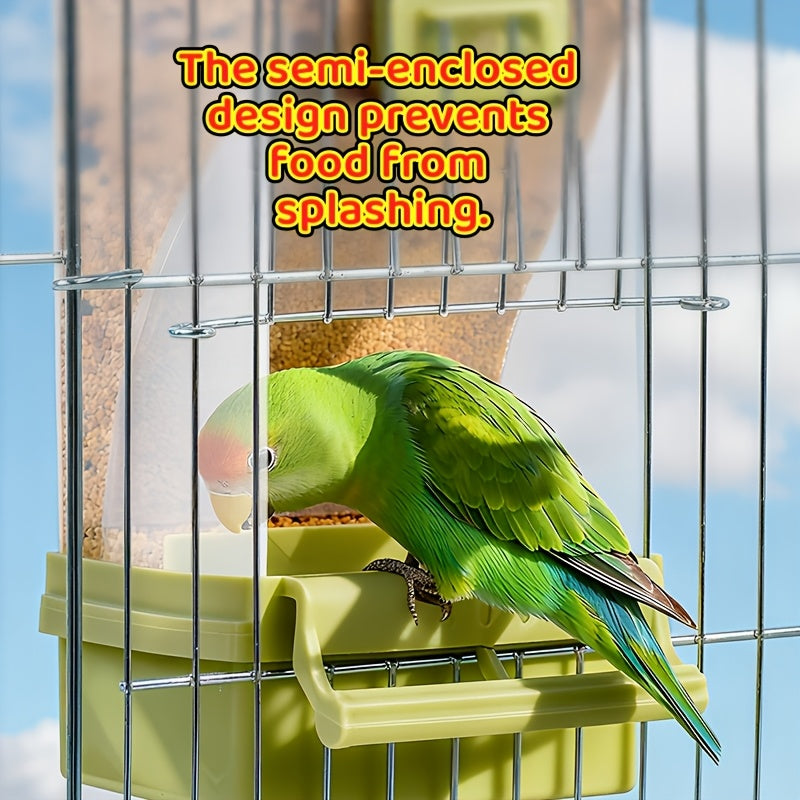 Parrot Automatic Feeder Anti-Spill Shell Separator Hanging Food Box for Cockatiels Budgies Parakeets – All-In-One No-Battery Bird Feeder with Anti-Splash Guard 1pc