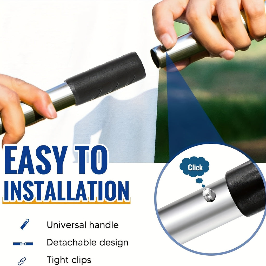 Heavy Duty Dog Pooper Scooper Set with Swivel Bin, Rake & Spade – Long Handle Pet Waste Removal Tool for Grass, Dirt & Gravel, Includes 40 Waste Bags, Great for Large Dogs