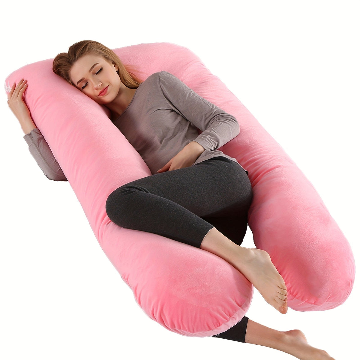 U-Shaped Pregnancy Maternity Pillow Full Body Support Back Neck Leg Soft Polyester Portable for Expecting Moms – 6 Colors