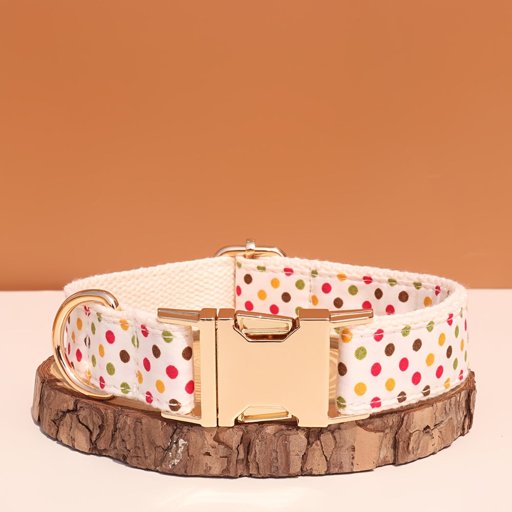 Personalized Dog Collar with ID Tag - Customizable Anti-Lost Pet Collar in 21 Styles, Adjustable XS to XL for Small, Medium, and Large Dogs, Plaid, Floral, and Dot Patterns, Engraved Contact Information