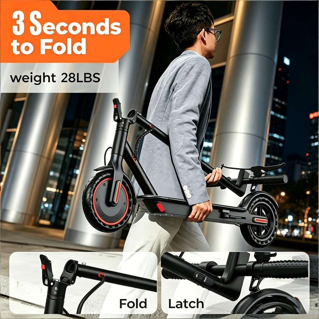 Foldable Electric Scooter for Adults 350W Motor 21-Mile Range App-Enabled 8.5-Inch Tires 3-Speed Modes LED Display Rear Brake Portable Urban Commuter E-Scooter Black