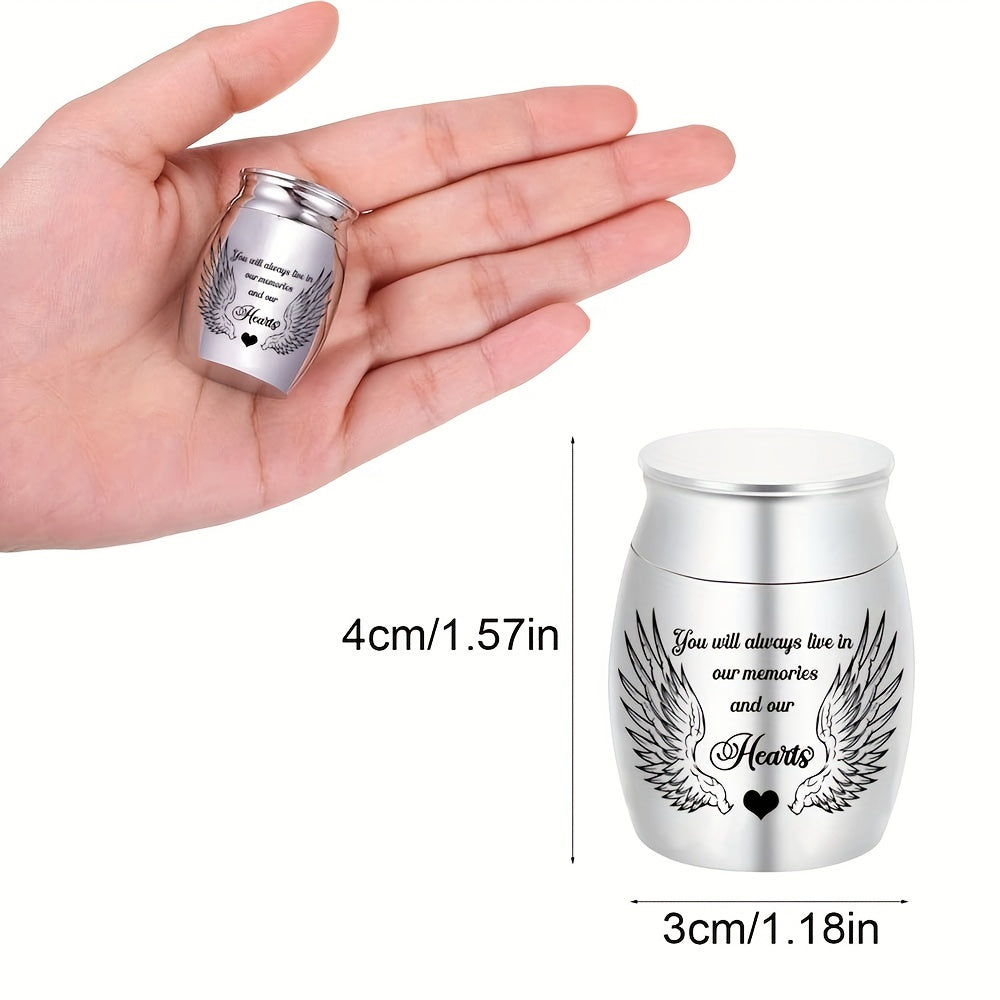 Small Keepsake Cremation Urn for Human or Pet Ashes – Mini Aluminum Alloy Funeral Urn with "You Will Live in Our Memories" Engraving, Memorial Ash Holder for Adults & Pets, Silver or Black