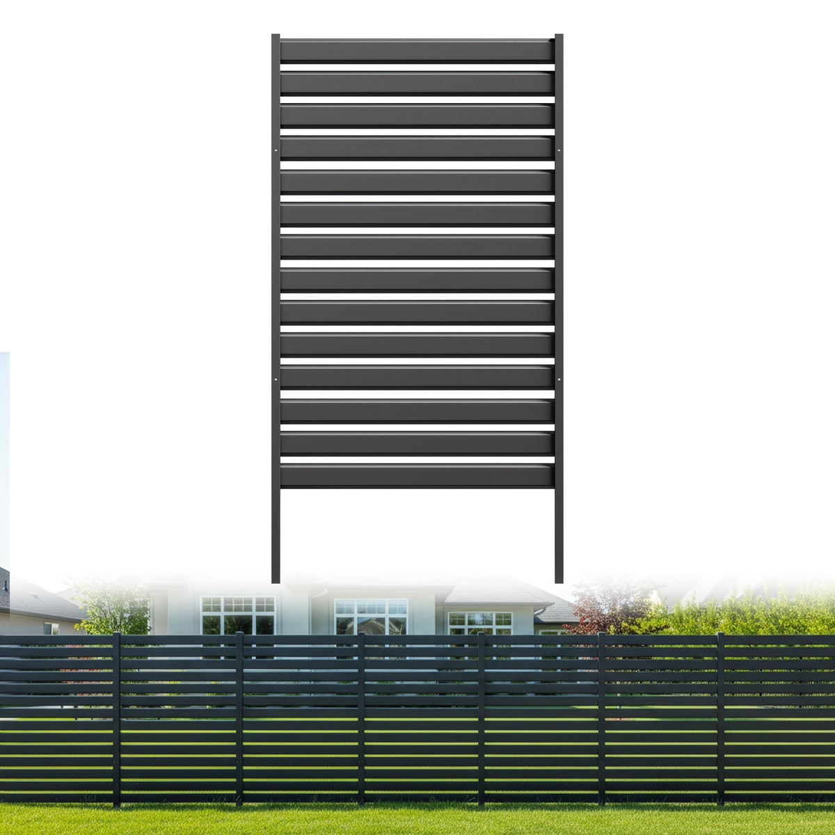 No-Dig Metal Privacy Screen Fence, 38"W x 60"/72"H, Outdoor Patio Air Conditioner Shield, for Pool Equipment, Trash Can Enclosure & Courtyard