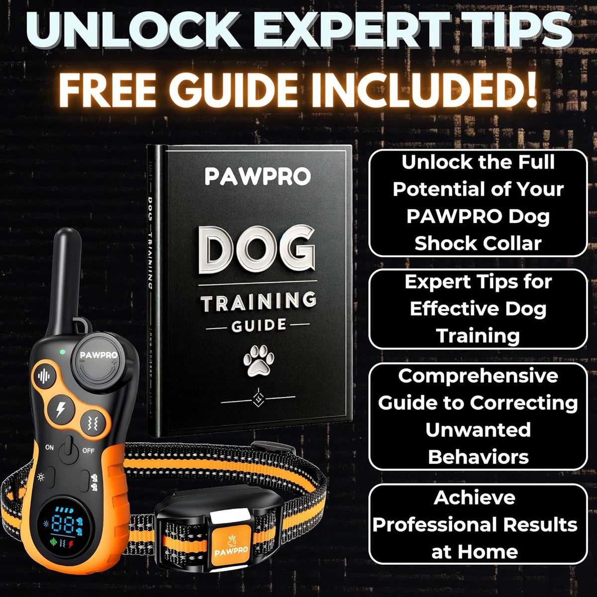 Dog Training Collar with Remote, 4-Mile Range – 124 Adjustable Levels, 4 Modes (Beep, Vibration, Shock, Night-Light), Rechargeable E-Collar for Dogs 5–135 lbs, Includes Training Guide