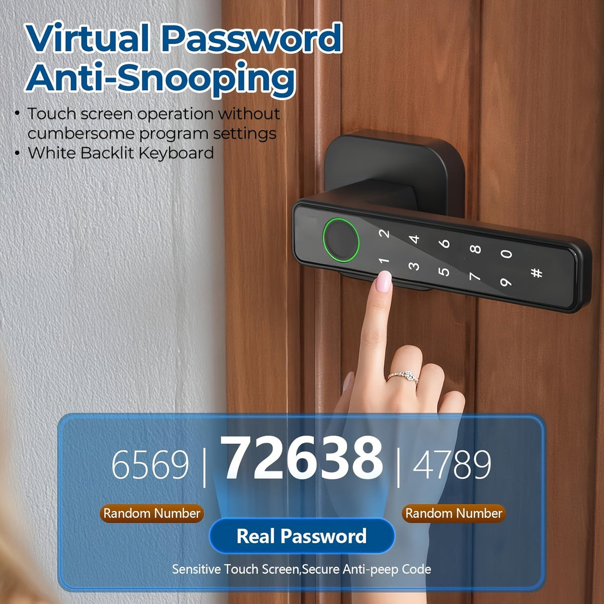 Smart Fingerprint Door Lock Keyless Entry Door Lever with APP IC Card Code Key & Biometric Unlock Aluminum Alloy for Bedroom Home Hotel Office & Apartment