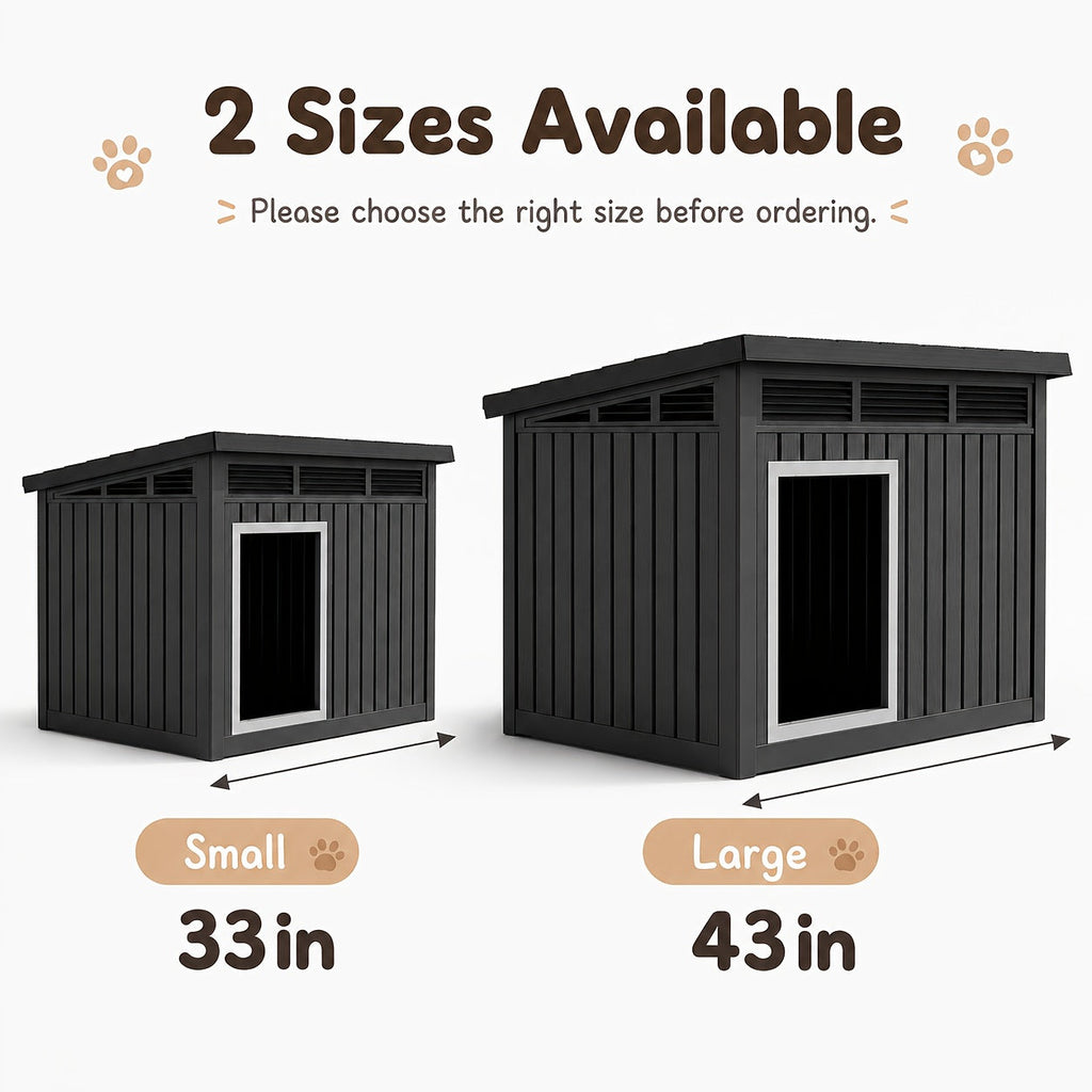 XXXL Outdoor Resin Dog House, Slant-Roof with Gas-Lift Ventilated Canopy, StormProof UV-Resistant All-Weather Shelter for Large Dogs & Multi-Pet Households, Indoor Outdoor Dog Villa, Quick Assembly