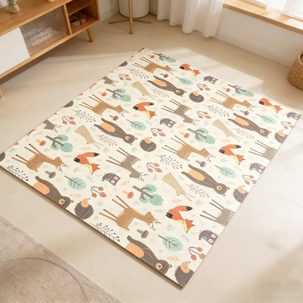 Baby Crawling Mat Foldable, 78x58 Inch Large Padded Play Mat for Babies Early Crawling Stage, Soft Non-Slip Infant Floor Mat for Nursery Living Room, Fox Design