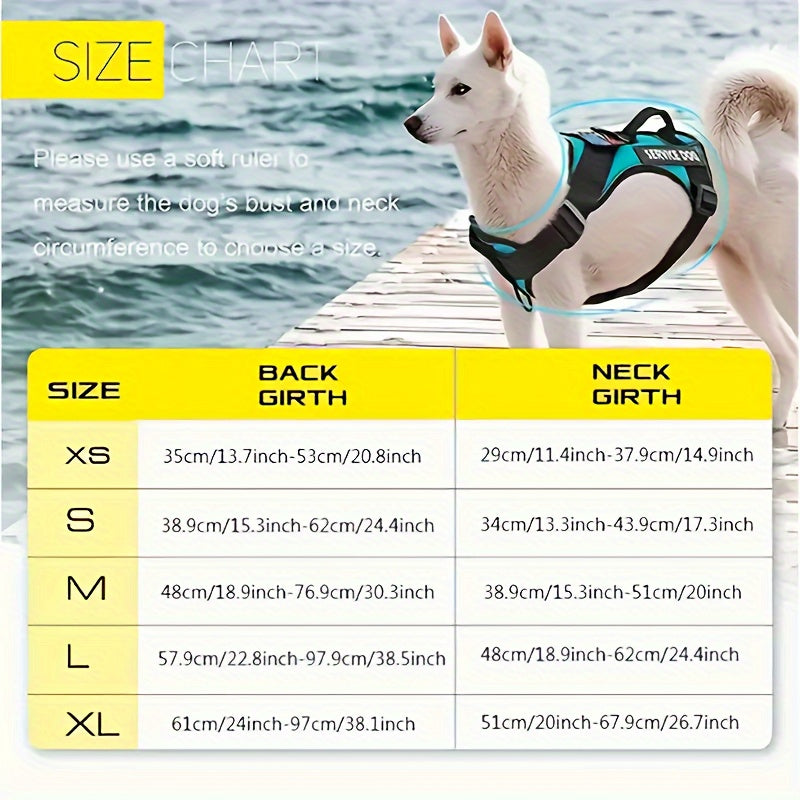 Reflective Dog Harness Vest with 5 Customizable Patches, Adjustable Soft Oxford No-Pull Pet Harness with Mesh Lining, Easy Control for Small, Medium, and Large Dogs – Escape-Proof Dog Walking Vest Harness