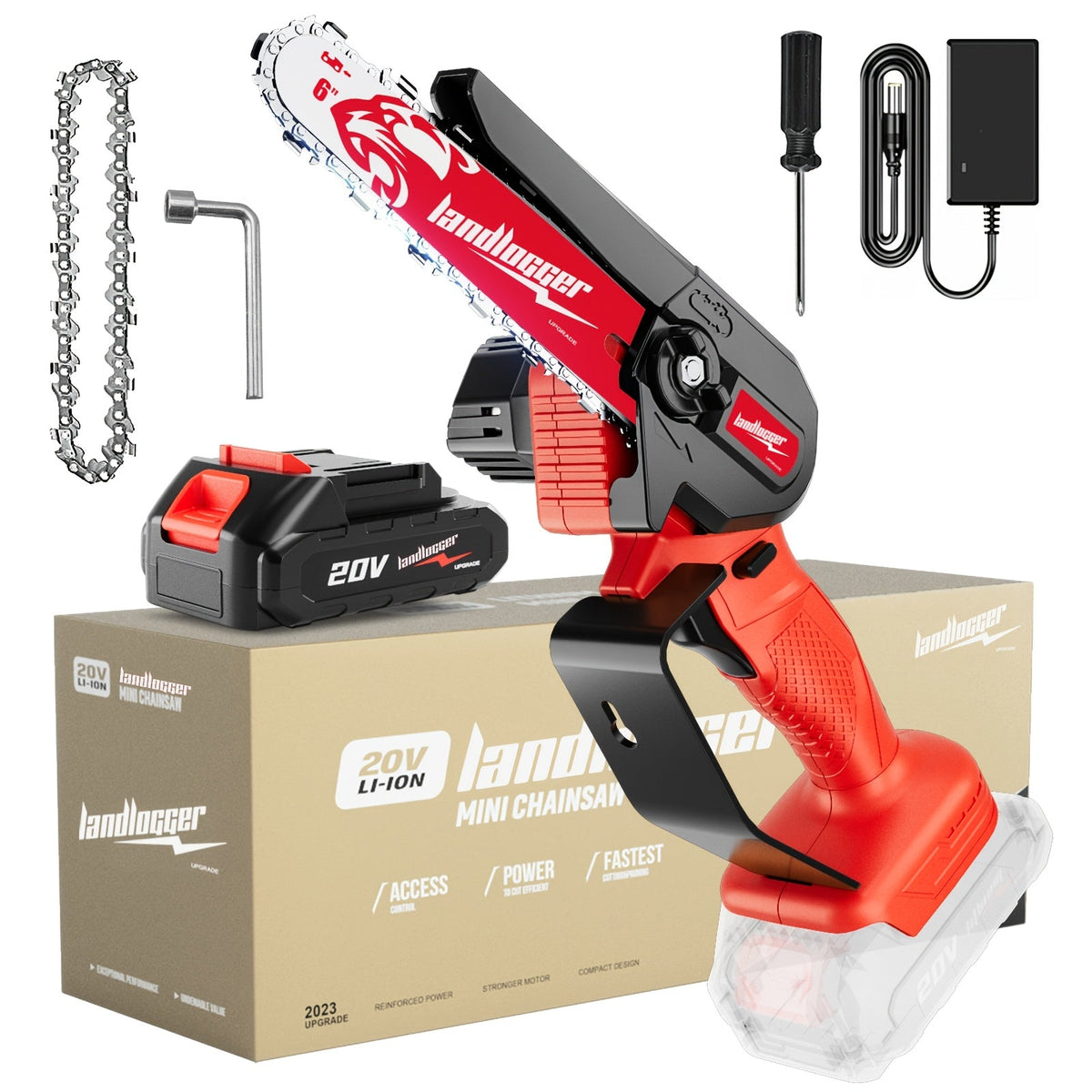 6-Inch Cordless Mini Chainsaw, Battery-Powered Electric Chainsaw with Safety Guard, Adjustable Chain, and Ergonomic Grip for Tree Trimming, Branch Cutting, and Yard Work - Gift for DIY Home Garden and Outdoor Use