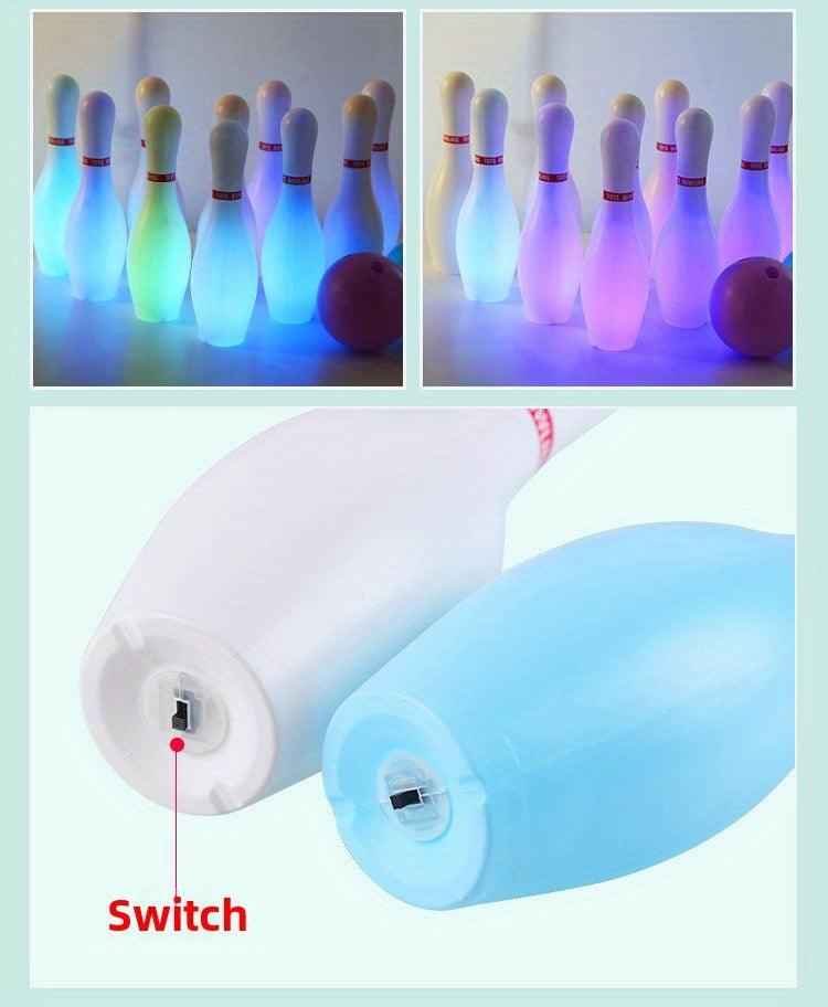 Light Up Kids Bowling Set: 10 Glow Bowling Pins & 2 Balls Indoor/Outdoor Bowling Game for Boys, Girls, and Toddlers – 7.87" Tall Pins, Fun Birthday/Holiday Gift Toy for Ages 3+