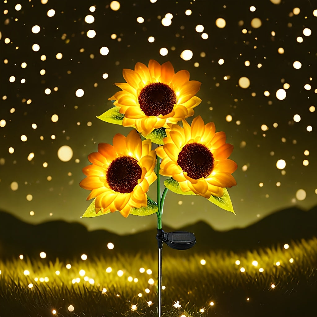 Solar Sunflower Garden Lights Outdoor Waterproof Decorative Stake Lights for Pathway, Lawn, Patio, Yard, Flower Bed, Auto On/Off, Solar-Powered Garden Decor Gift (1 or 2 Pack)