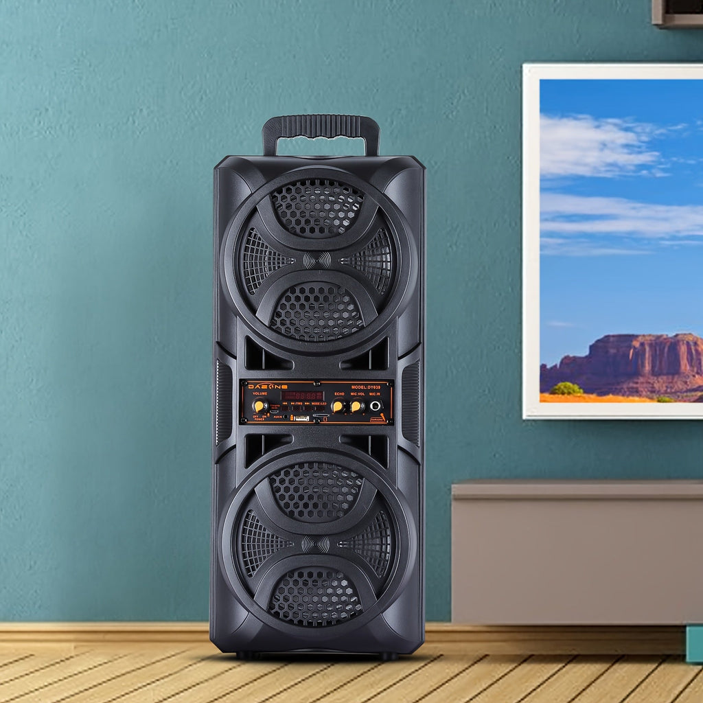 3000W Portable Bluetooth Party Speaker – Dual 6.5'' Subwoofer Stereo Sound, Colorful LED Lights, FM Radio, Microphone Included, TF/USB/AUX Support, Outdoor & Home Party Speaker – Black