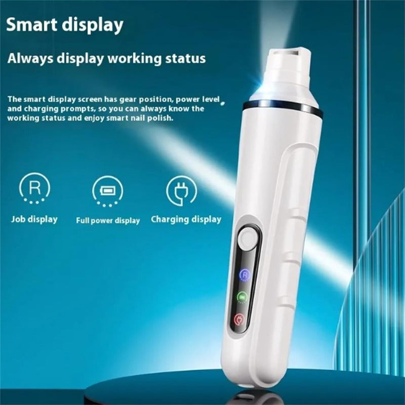 Rechargeable Pet Nail Grinder, Low Noise and Low Vibration for Dogs and Cats – USB Charging, LED Display, Safe Grooming Tool