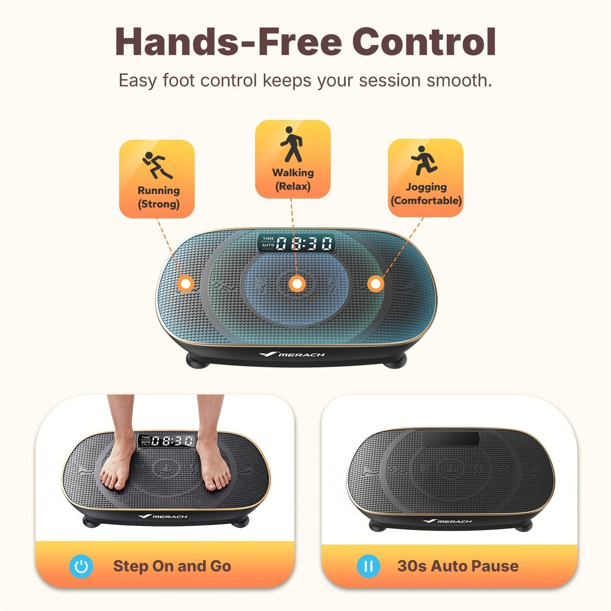 MERACH CV30 Pro Vibration Plate Exercise Machine, Auto-Sensing Full Body Workout Platform with Bluetooth Speaker, Resistance Bands, 10 Speed Levels, LED Display, 330-440 lbs Capacity – Home Gym Fitness