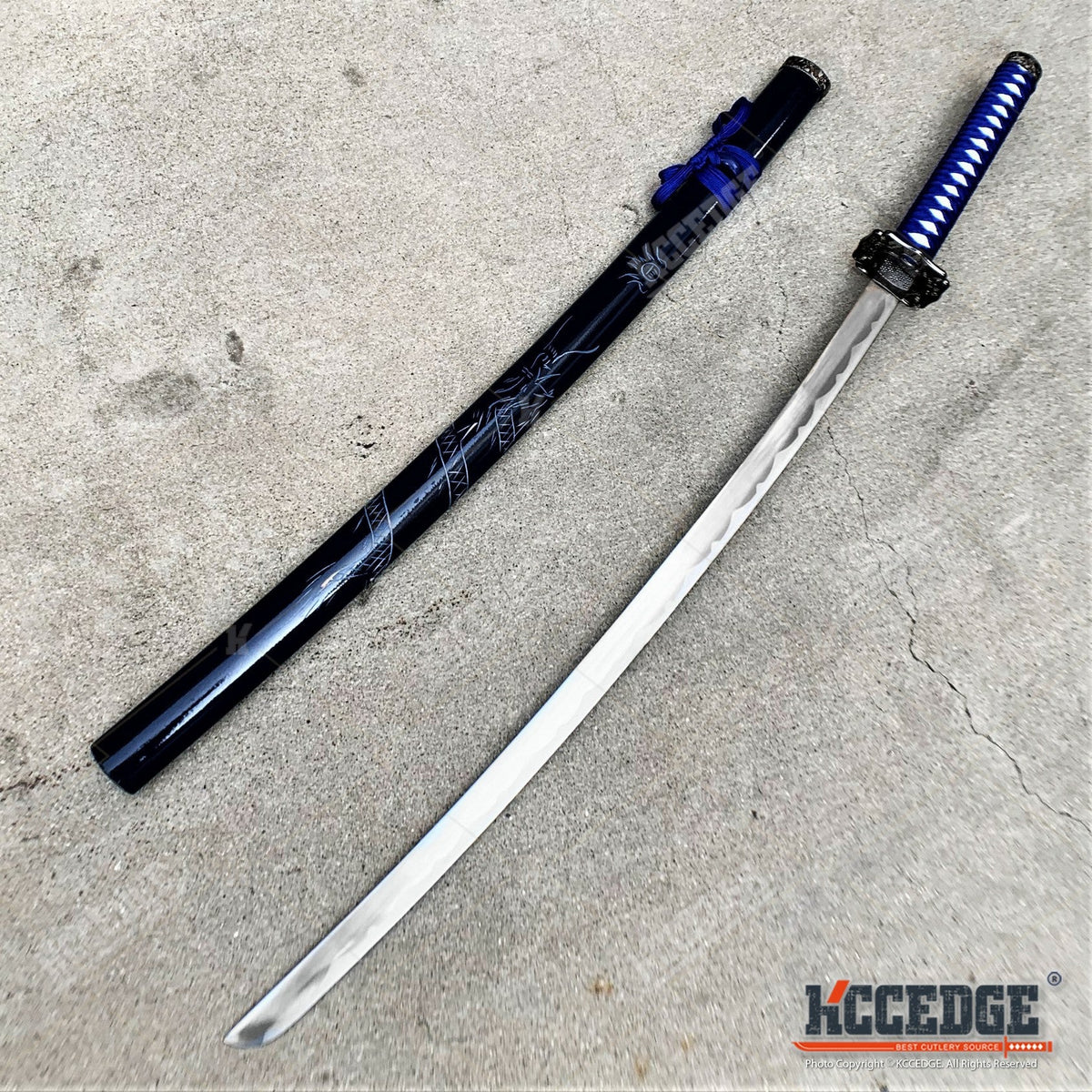 Carbon Steel Japanese Training Sword 40" Full Tang Unsharpened Katana with Dragon Engraved Wooden Scabbard – Martial Arts Practice Samurai Sword