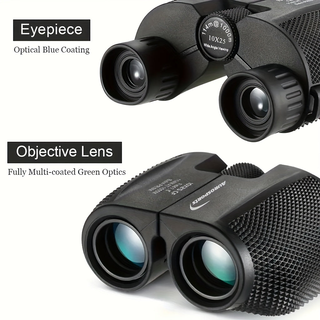 10x25 Compact Binoculars for Bird Watching Hunting Travel - TD1025 High-Power Lightweight Optics with 10x Magnification, 25mm Lenses, Rubber Coated, Interchangeable Eyecups, Durable Handheld Design
