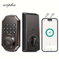 Keyless Smart Door Lock - Fingerprint, Keypad & App Control, 50 Fingerprint + 50 Password Codes, WiFi, Auto Lock, Anti-Peeping, One-Touch Unlock - Metal Deadbolt - Black & Silver