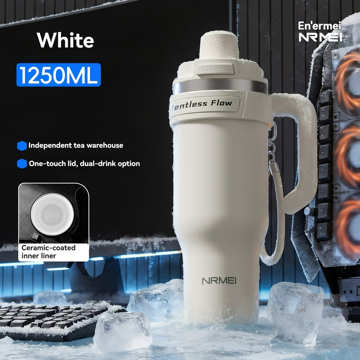 Stainless Steel Insulated Thermos 24-Hour Hot & Cold Leak-Proof with Handle & Carrying Strap for Car Travel & Daily Use – 32 oz & 42 oz Multiple Colors