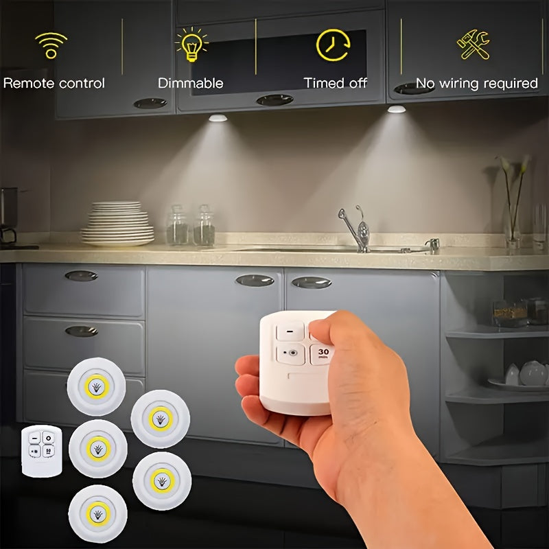 5 Pack LED Wireless Night Lights, Remote Control, Magnetic Adhesive, Battery Operated, for Cabinet, Hallway, Bathroom, Bedroom, Kitchen, Stairs, Home Decoration, Easy Setup