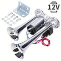 130dB Super Loud Dual-Tone Air Horn 12V/24V – Aluminum Alloy with Compressor, Quick Install for Trucks, SUVs, Motorcycles, Boats & Off-Road Vehicles
