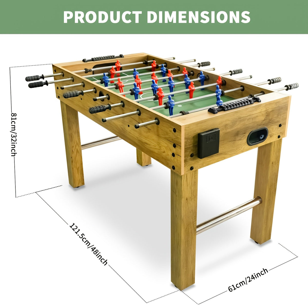 48-Inch Foosball Table Home Arcade Game for Adults & Families Indoor Outdoor Soccer Table with Manual Scorers – Yellow