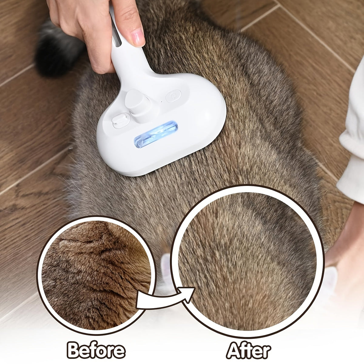 3-in-1 Cat Steam Brush Grooming Comb with Steam and Release Button, Pet Hair Removal and Deshedding Tool for Large, Medium, and Small Cats and Dogs, Indoor Use, White and Pink