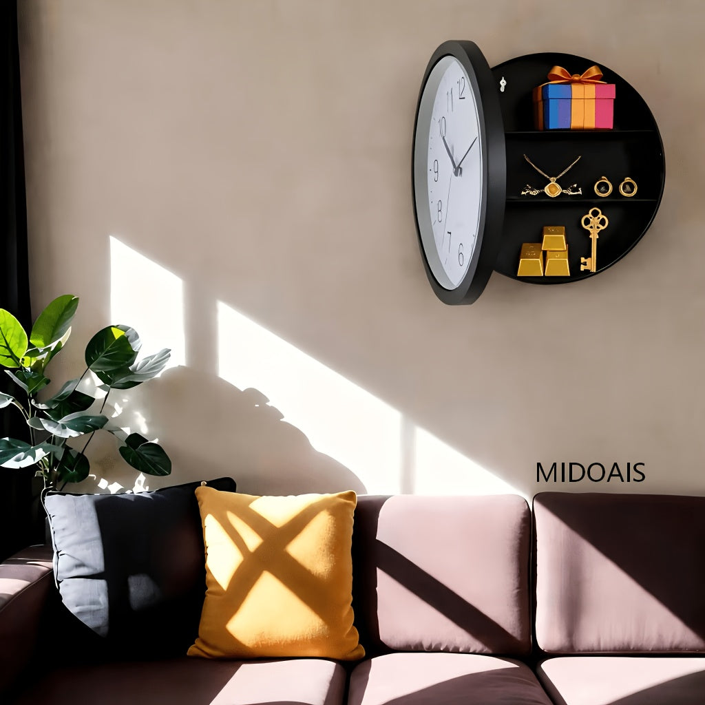 Wall-Mounted Diversion Safe Clock Hidden Secret Storage for Cash, Coins, and Valuables - Home/Office Security Vault, Concealed Safe, Sturdy and Durable