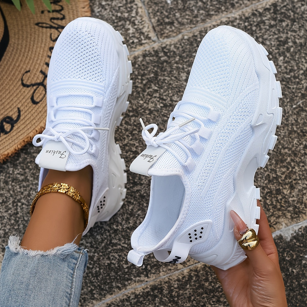 Women's Breathable Knit Sneakers - Lightweight Soft-Sole Low-Top Casual Walking & Running Shoes - Spring & Autumn - US 6–11.5 - 12 Colors & Materials