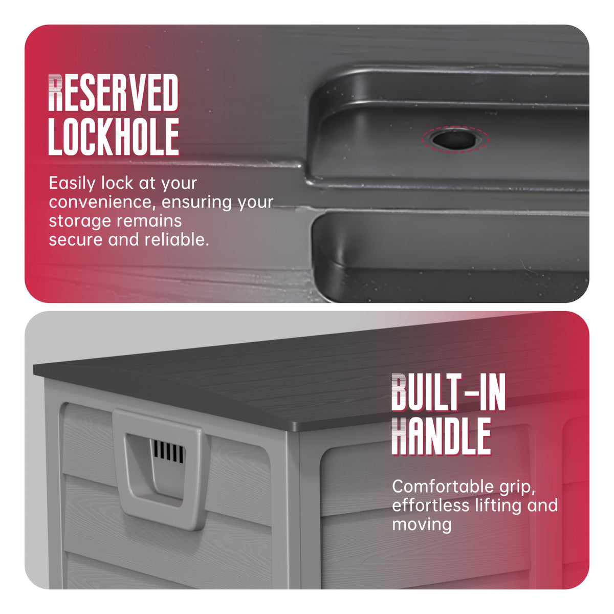75-Gallon Resin Outdoor Storage Deck Box with Handles for Pool Accessories, Garden Tools, and Camping Gear