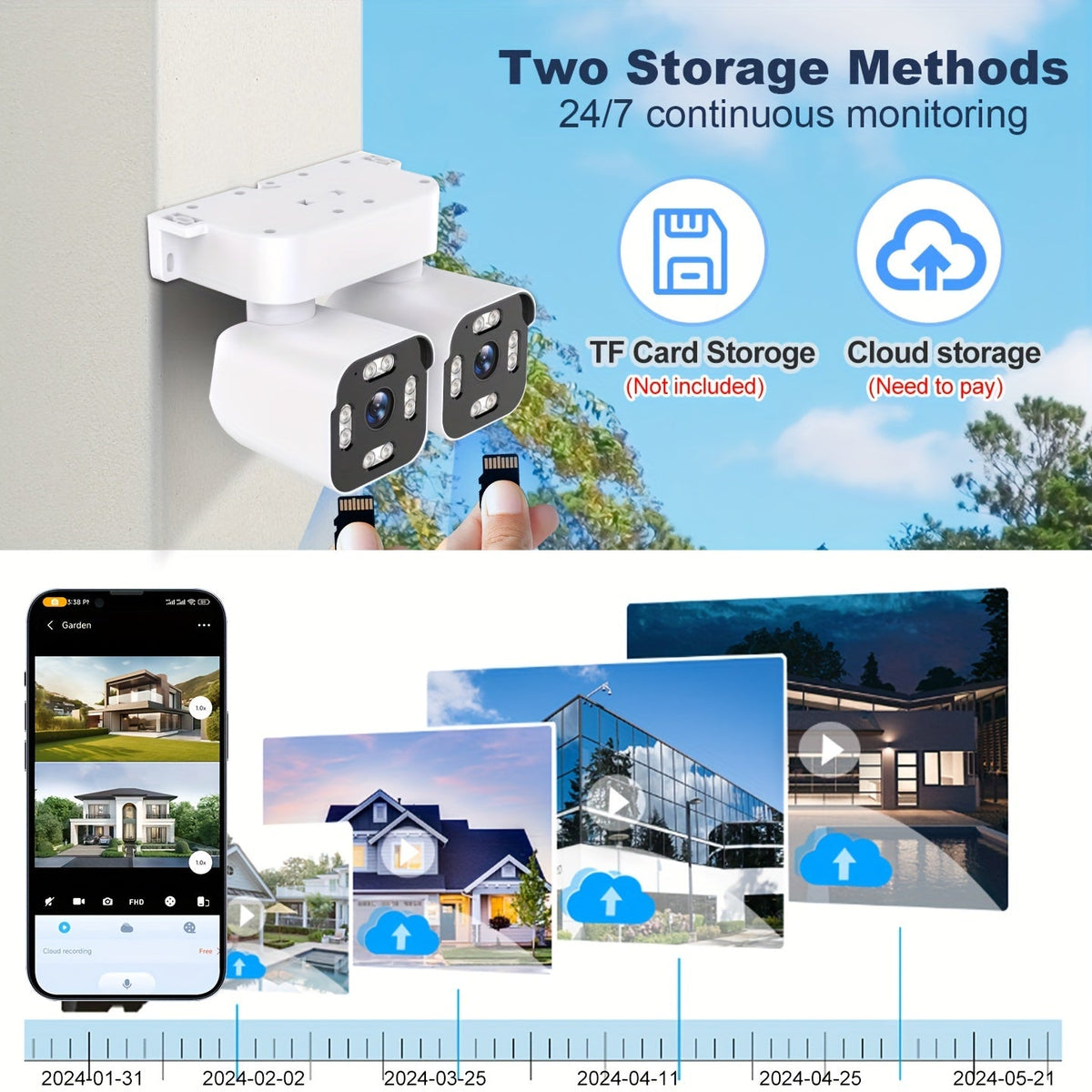 Dual Lens PTZ Security Camera Outdoor WiFi – 360° Pan Tilt Zoom 5MP, 10x Digital Zoom, Motion Detection, Two-Way Audio, Siren Alarm, Color Night Vision, App Control, Home Surveillance Camera
