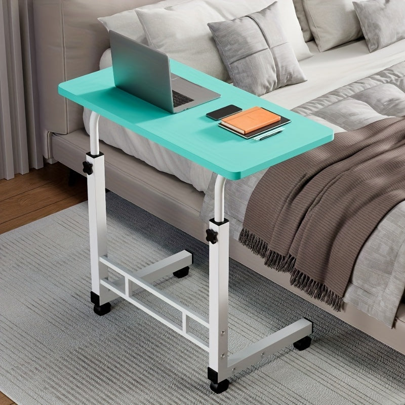 3-Tier Rolling Folding Desk with Wheels, Height-Adjustable and Expandable Desktop, Storage Shelf for Laptop, Study, Home Office, Bedroom, Living Room Computer Table