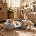 Bone Shaped Dog Toy Storage Basket – Hand-Woven Faux Rattan Pet Toy Organizer Bin for Cat & Dog Toys, Leashes & Accessories, Farmhouse Home Decor Style
