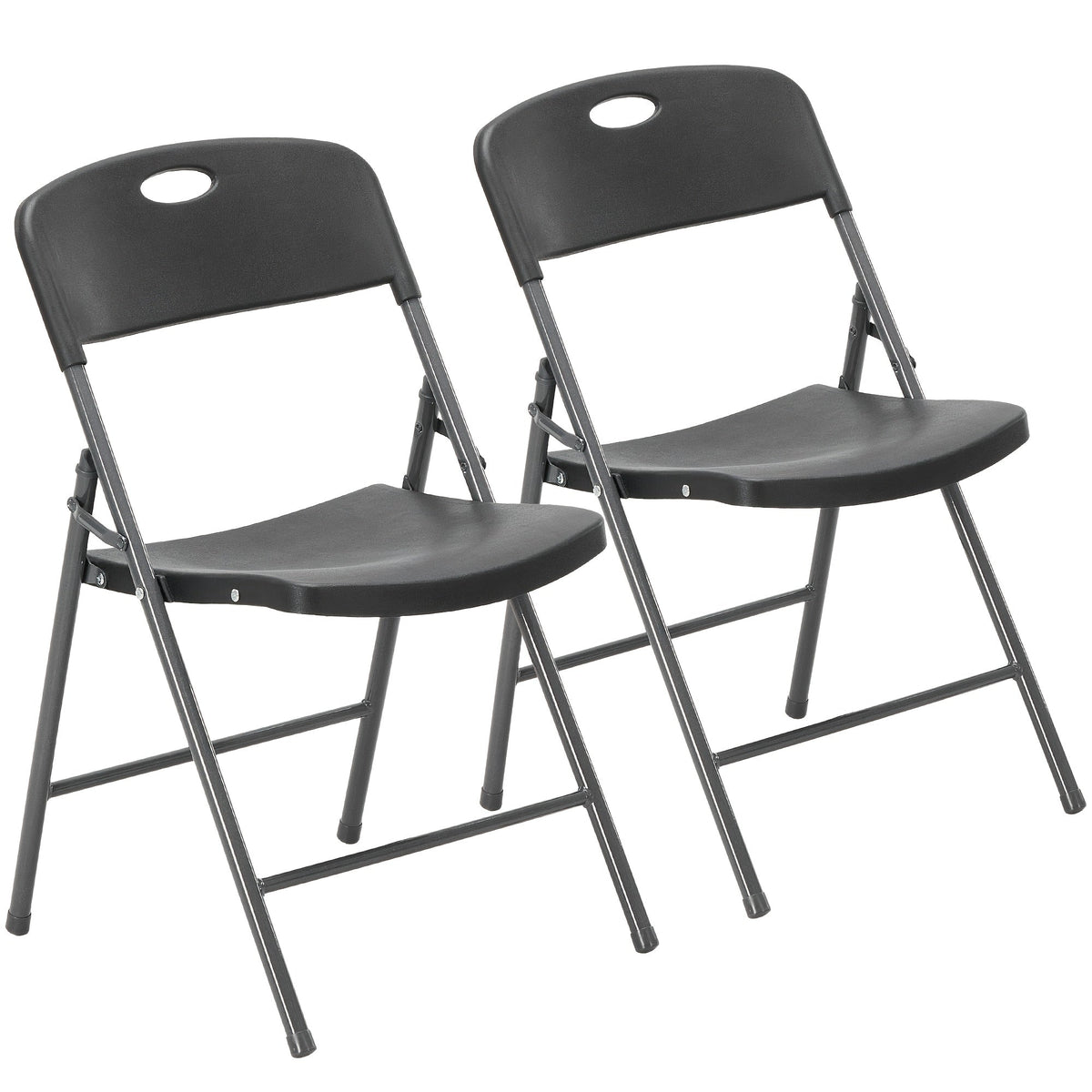 Plastic Folding Chairs 375LB Heavy Duty Lightweight Foldable Set of 2 4 6 for Office Party Outdoor Events Camping Wedding Black White