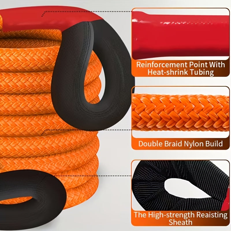 Kinetic Recovery Rope 22 Ton 48,501 lbs – Heavy Duty Nylon Tow Rope with Bow Shackles & Storage Bag for Truck, SUV, UTV, ATV, and Off-Road Emergency Rescue