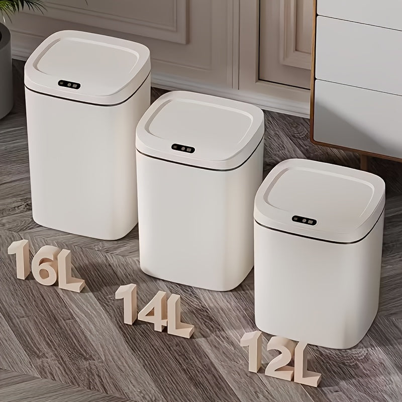 Inductive Smart Trash Can with Sealed Lid and Odor-Proof Technology, Touch Control Switch, Hands-Free Automatic Sensor Waste Bin, Easy-to-Clean for Office, Bathroom, Bedroom, and Kitchen