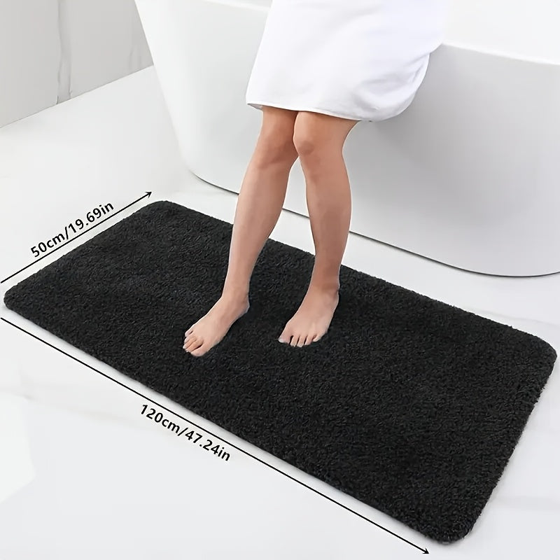 Long Plush Super Absorbent Bath Mat - Non-Slip, Ultra-Soft & Anti-Fall Bath Carpet for Bathtub, Shower & Bathroom - 3 Sizes - Grey, Black, Beige, Dark Blue, Royal Blue & Pink