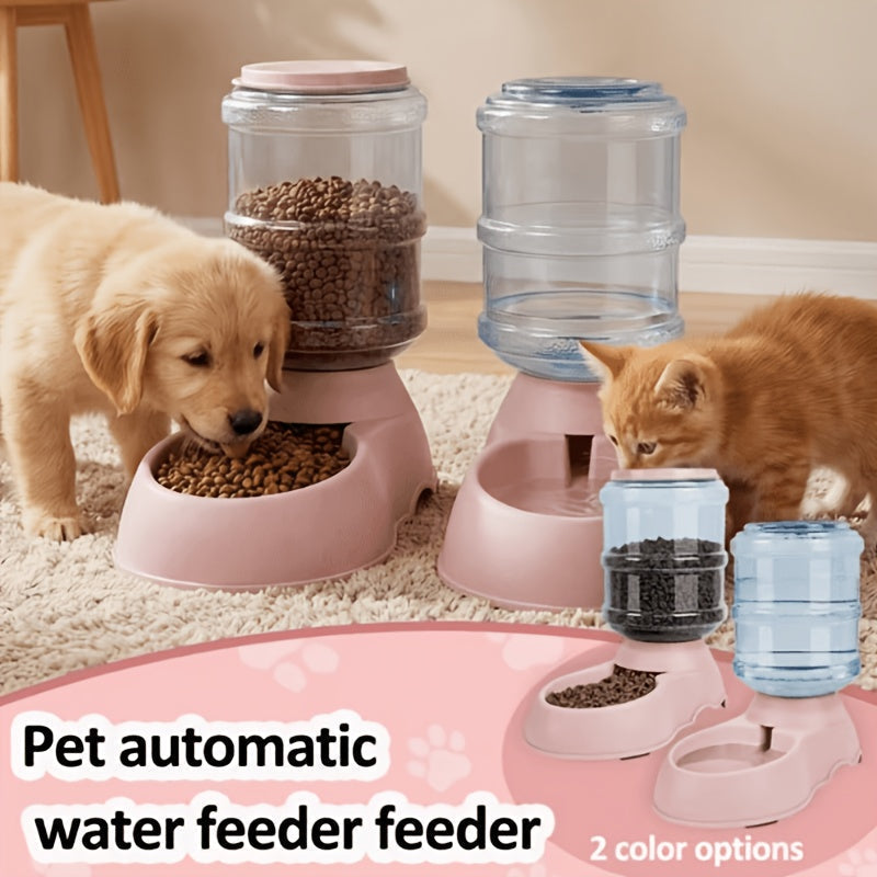 Automatic Gravity Dog Feeder and Water Dispenser 1 Gallon 3.8L - No Batteries Required, Durable PP Material, Suitable for Cats and Small to Medium-Sized Pets, Hands-Free Gravity Feeding Station, Perfect Gift