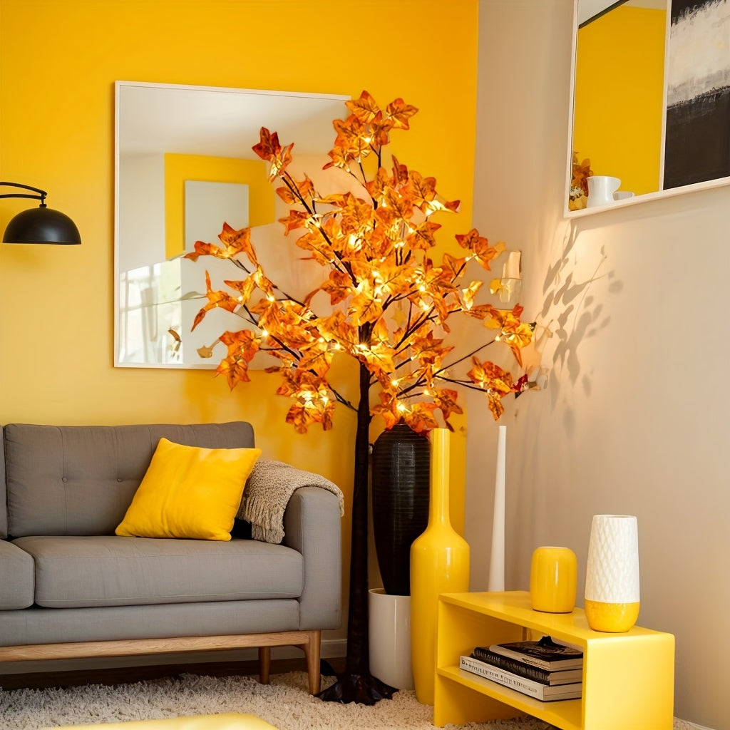 Lighted LED Maple Tree Artificial Floor Lamp – 4 ft 5 ft 6 ft & 7 ft Fall Autumn Tree for Home Festival Party Birthday Wedding & Holiday Decoration