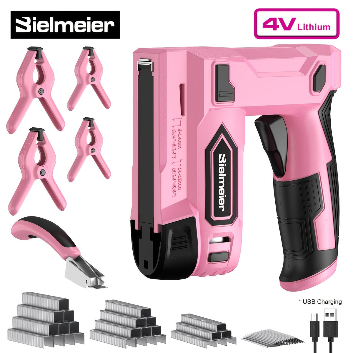 Bielmeier Cordless 2-in-1 Nail Gun & Staple Gun – 20V / 4V, No Compressor, LED Work Light, Safety Striker Guard, 1600–2000 Nail & Staple Capacity, for Carpentry & Upholstery – Nova Mart