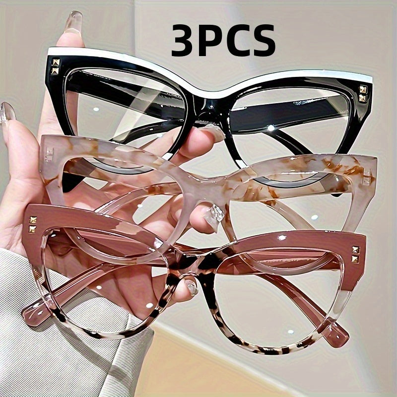 3PCS Reading Glasses for Women – Photochromic Lenses, Metal Hinges, Minimalist Color Block Design, Elegant Presbyopia Glasses +1.00 to +4.00, Fashion Gift for Ladies