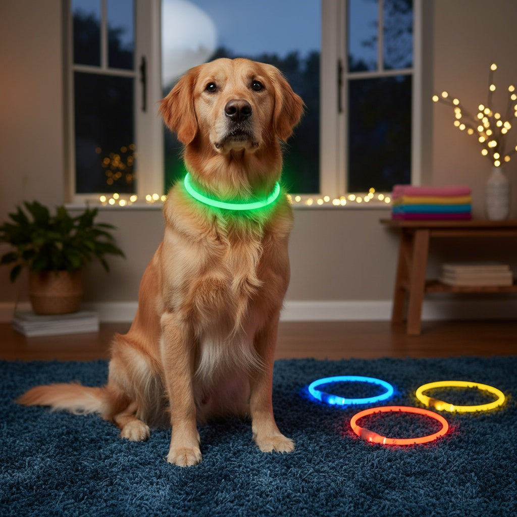 USB Rechargeable LED Dog Collar – 360° Glow Safety Collar with 3 Modes, Adjustable TPU Cuttable Collar for Small, Medium, and Large Dogs, Ideal for Night Walking, Running & Hunting