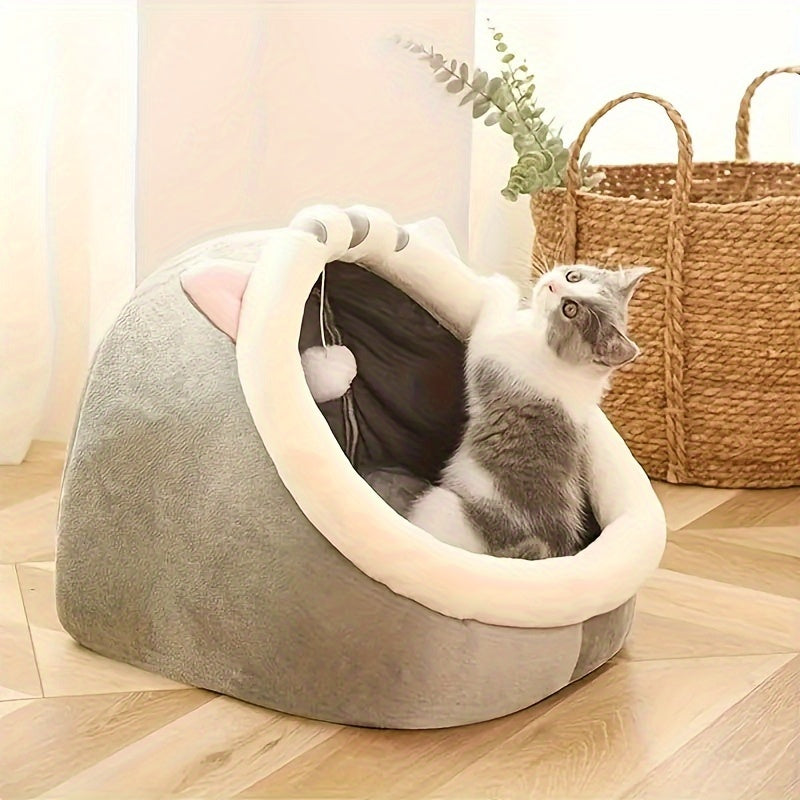 Soft Cat Bed with Breathable Mat - Cozy Kitten Sleeping Basket for Small, Medium, and Large Cats, All-Season Indoor Cat House