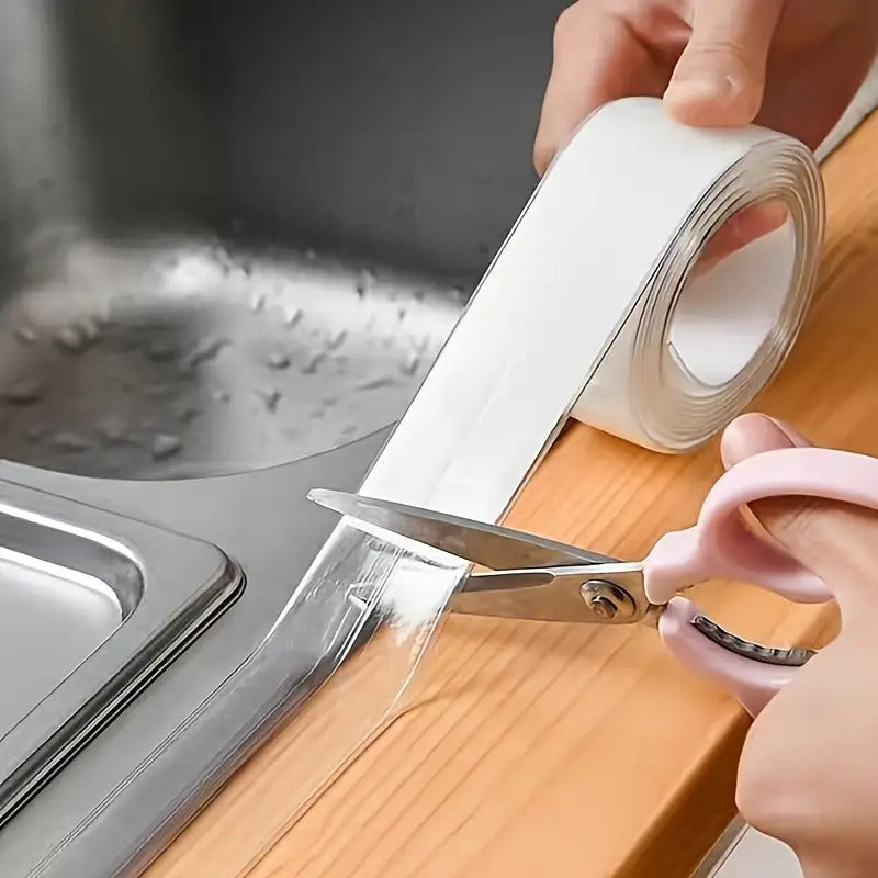 2-Roll Silicone Waterproof Sealing Tape - Transparent Sealing Strips for Kitchen Joints, Sink Gaps, Bathroom, Toilet & Wall Corners - 196.85"/Roll - Home & Restaurant Use