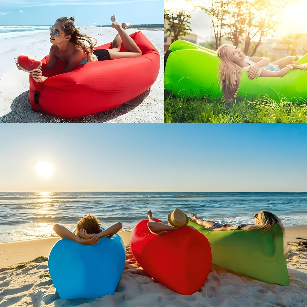 Foldable Inflatable Sofa Lounge Chair, Portable Lazy Air Sofa for Camping, Beach, Music Festivals, Outdoor Gatherings, Quick Inflation, for Adults, Purple, Blue, Green, Black, Red, Yellow, Orange