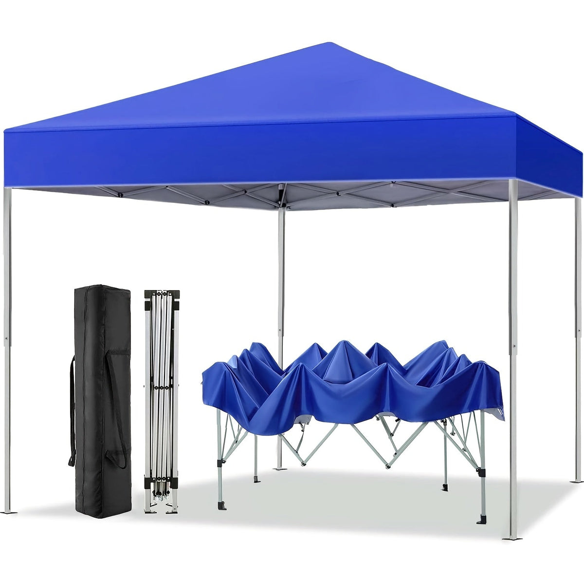 10x10 Pop Up Canopy Tent, UPF 50+ Heavy-Duty Steel Frame, 3 Height Settings, Waterproof Instant Canopy with Carry Bag for Backyard, Patio, Beach, Camping, Party, Market - Space Gray, Black, Blue, Red, Dark Gray, Forest Green